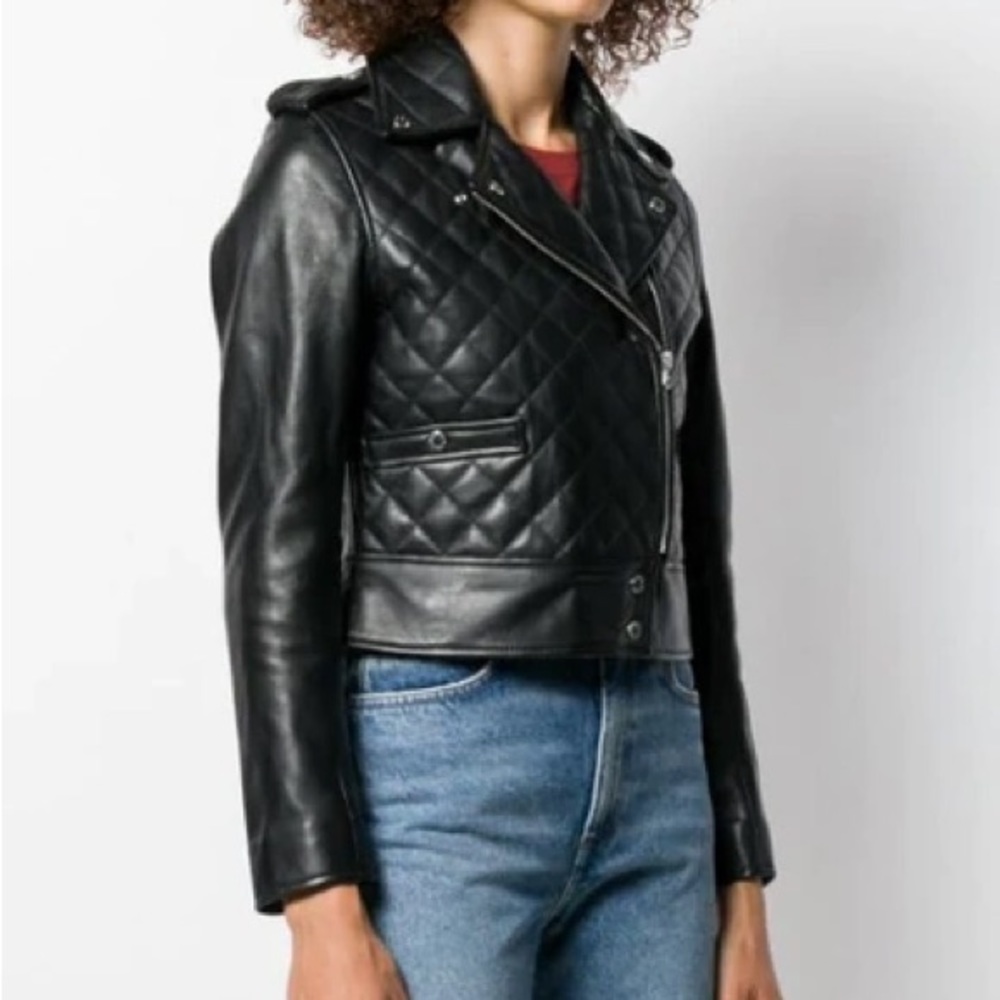 (NWT) Sandro - Ewan Leather Quilted Biker Jacket - Picture 11 of 12